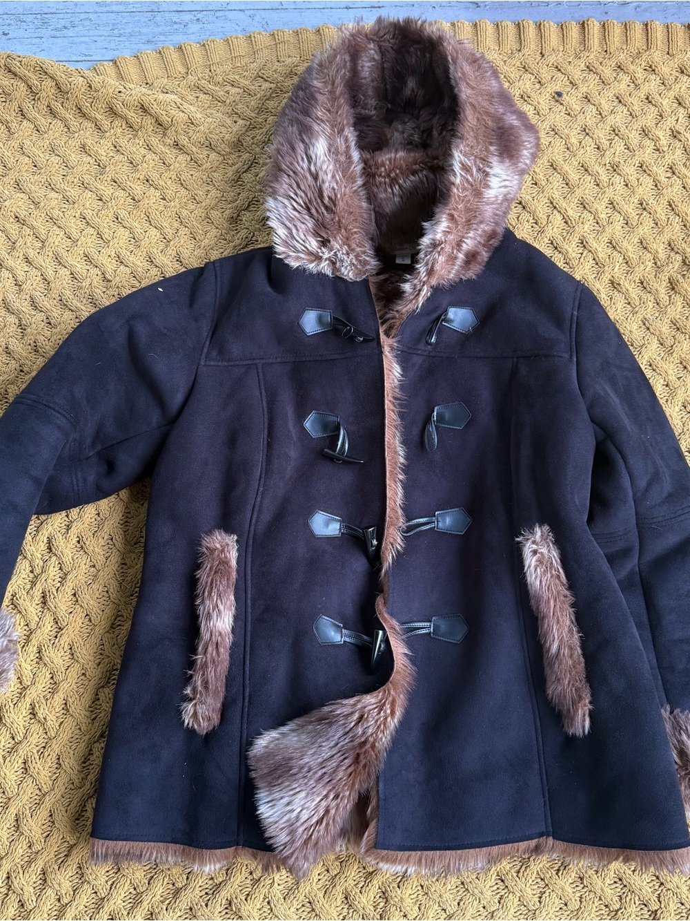 Vintage Y2K Coat‎ XL Faux Fur Shearling Boho Fantasy Storybook Whimsigoth Witchy